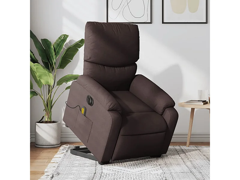 Fauteuil inclinable de massage électrique Marron foncé Tissu