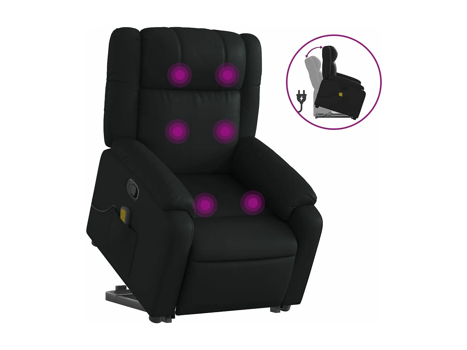 Fauteuil inclinable de massage Noir Similicuir