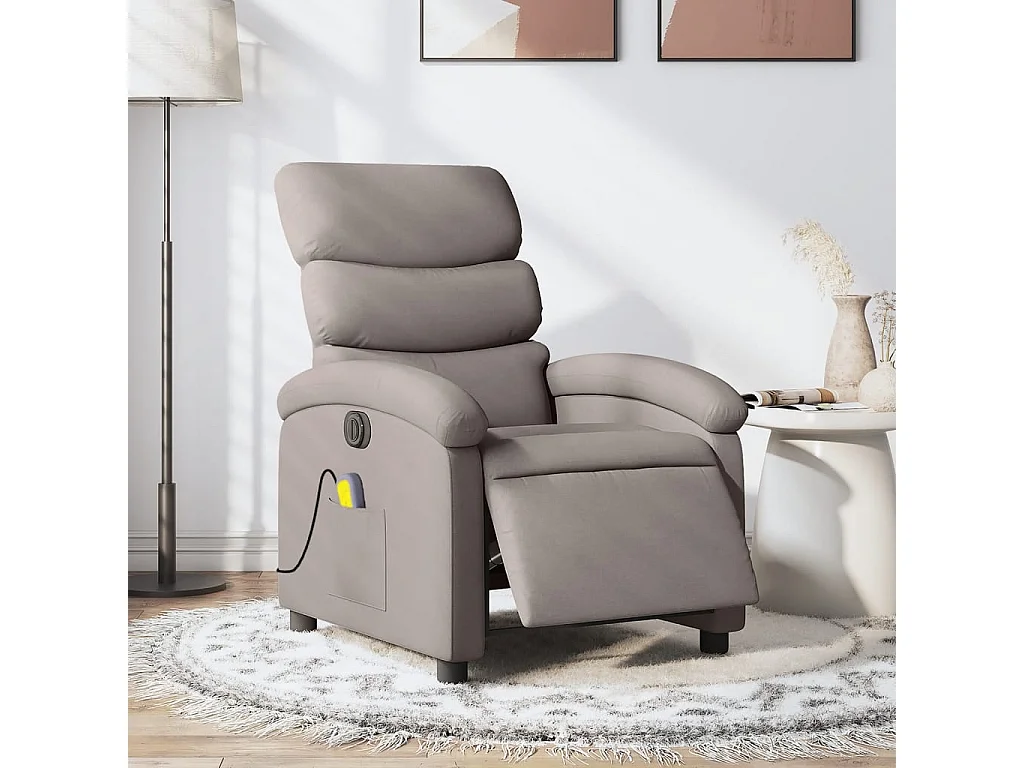 Fauteuil de massage inclinable électrique Taupe Tissu