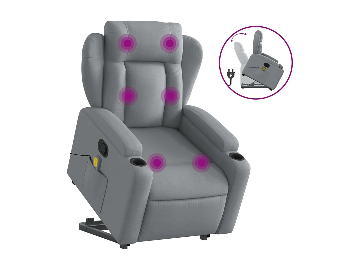 Fauteuil de massage inclinable Gris clair Tissu