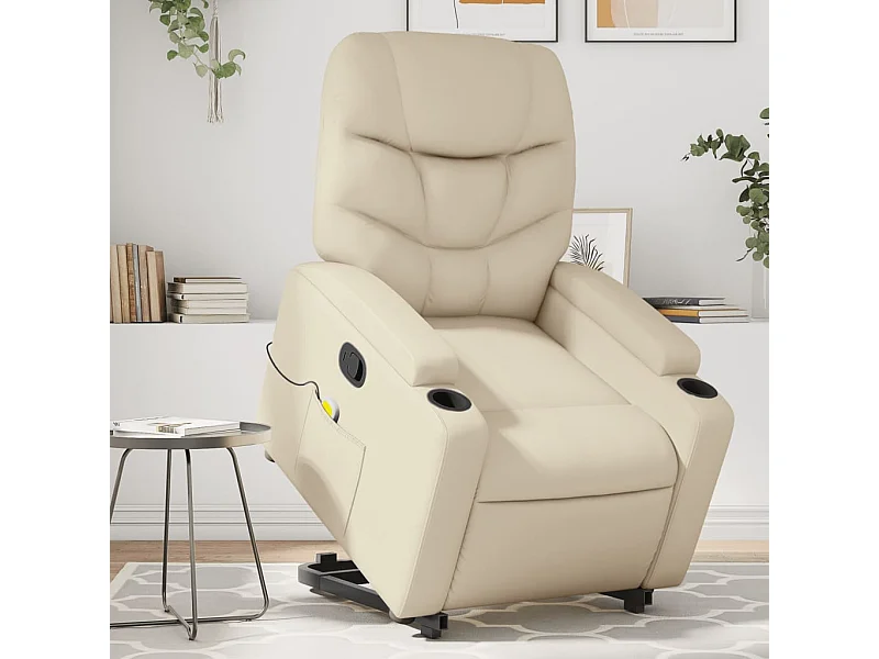 Fauteuil inclinable de massage Crème Similicuir