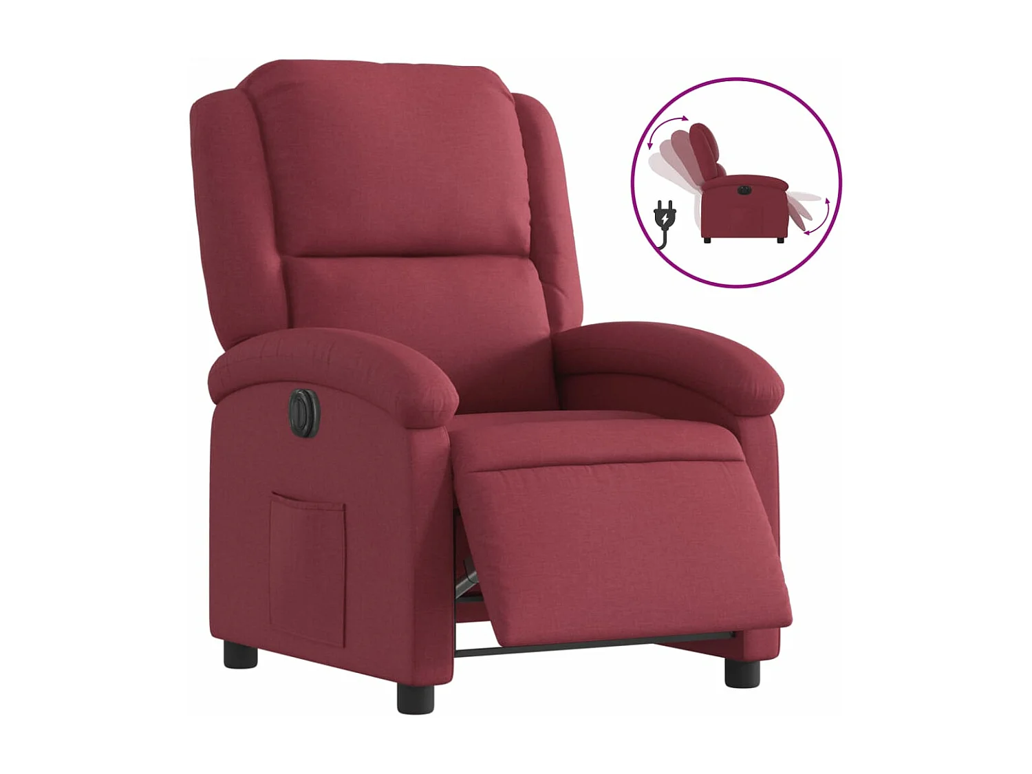 Fauteuil inclinable électrique Rouge bordeaux Tissu