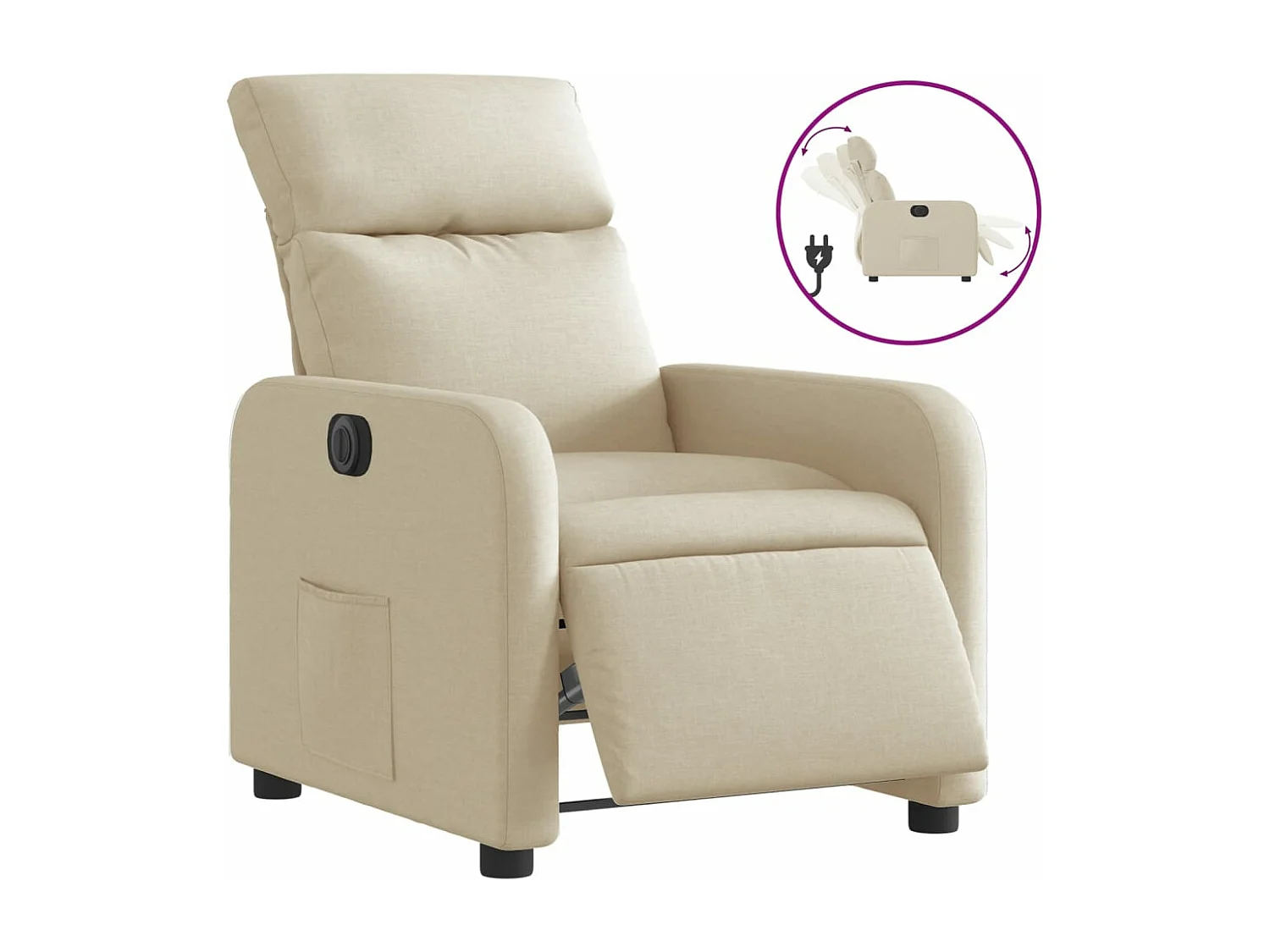 Fauteuil inclinable électrique Crème Tissu
