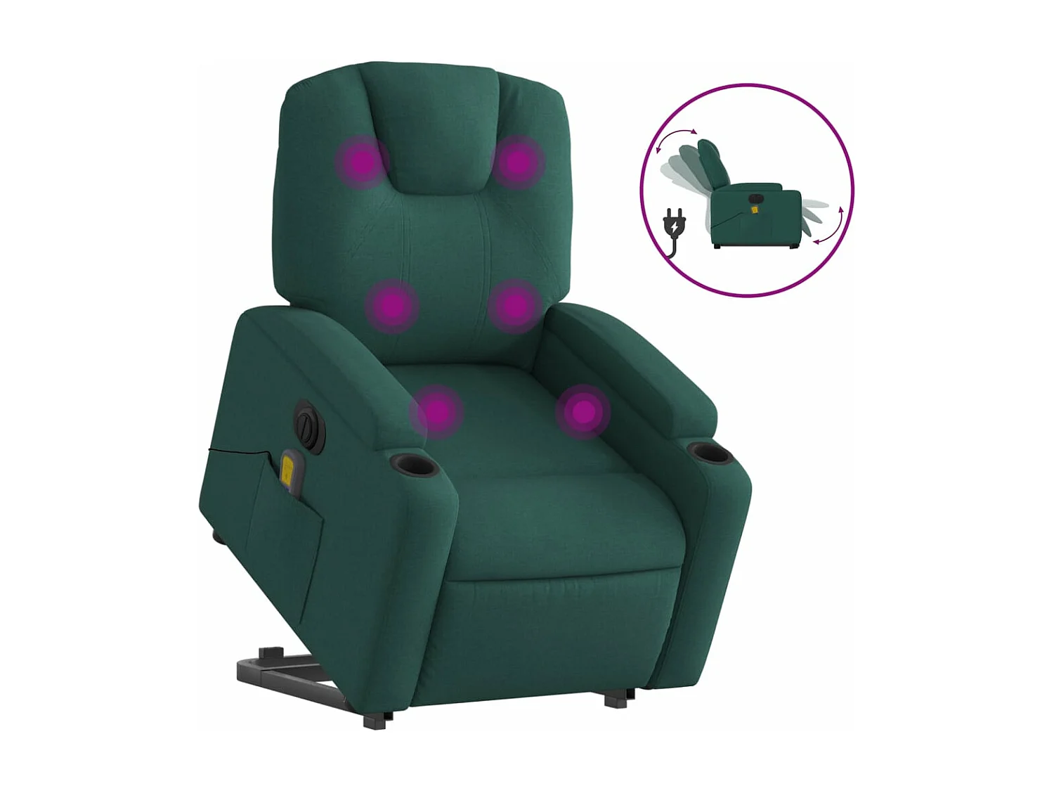 Fauteuil inclinable de massage électrique Vert foncé Tissu