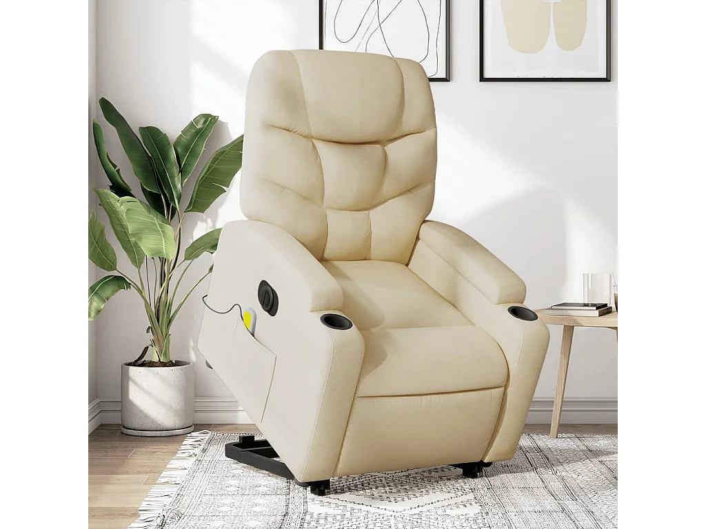 Fauteuil inclinable de massage électrique Crème Tissu