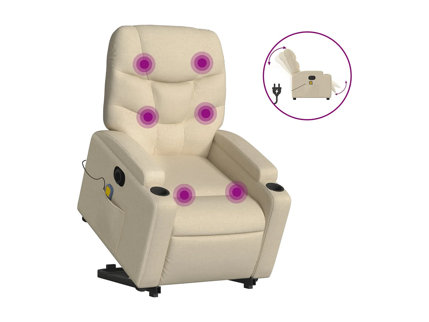Fauteuil inclinable de massage électrique Crème Tissu