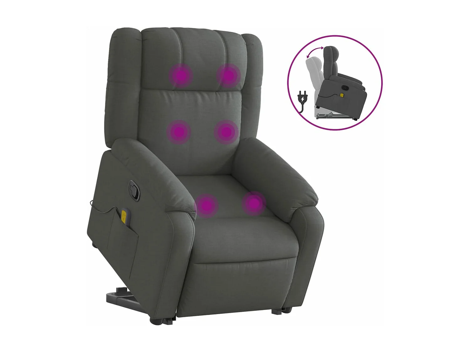 Fauteuil de massage inclinable Gris foncé Tissu