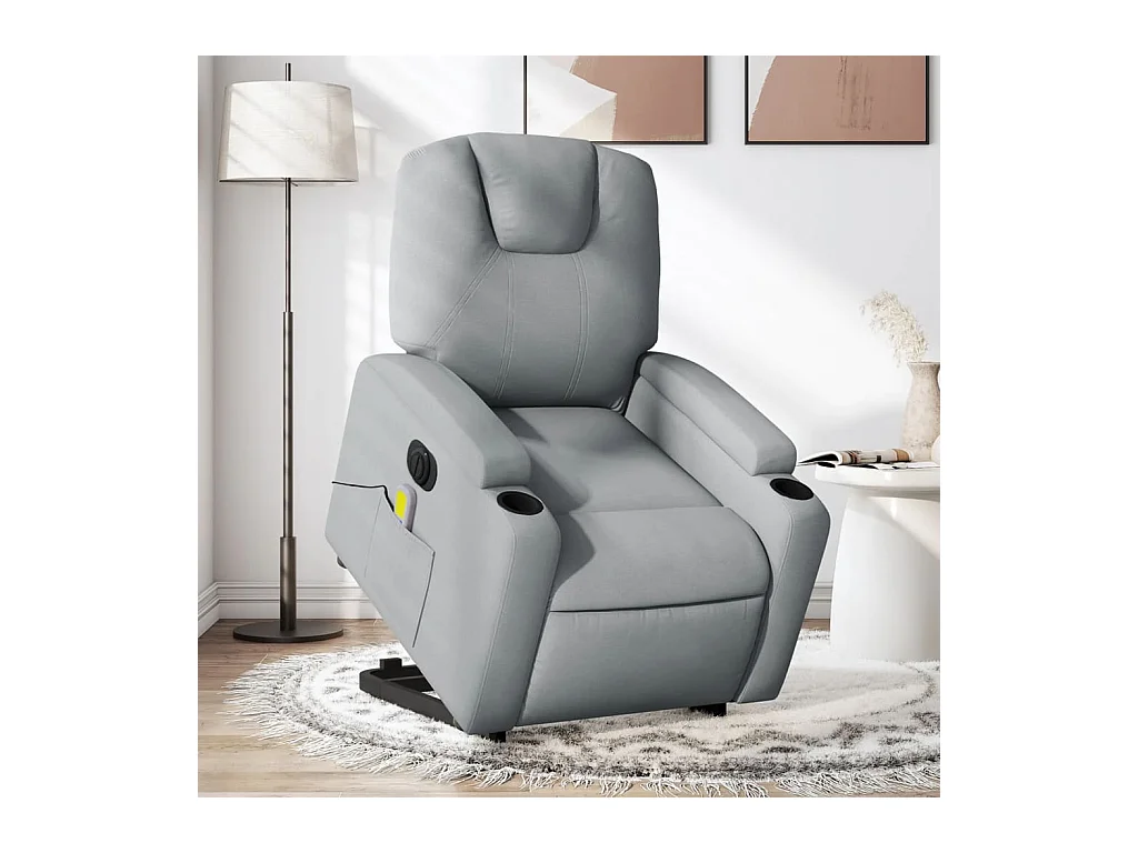 Fauteuil inclinable de massage électrique Gris clair Tissu