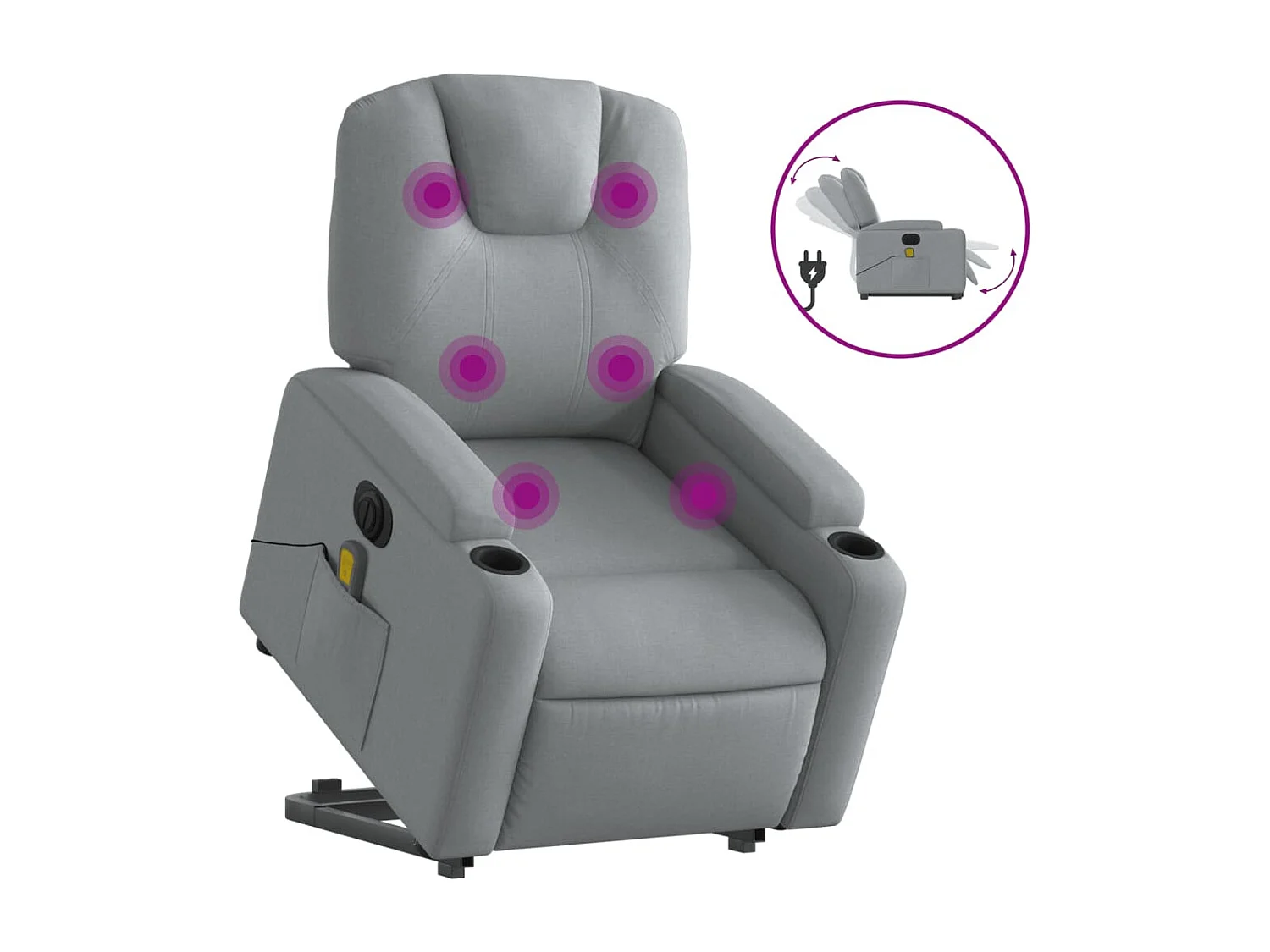 Fauteuil inclinable de massage électrique Gris clair Tissu