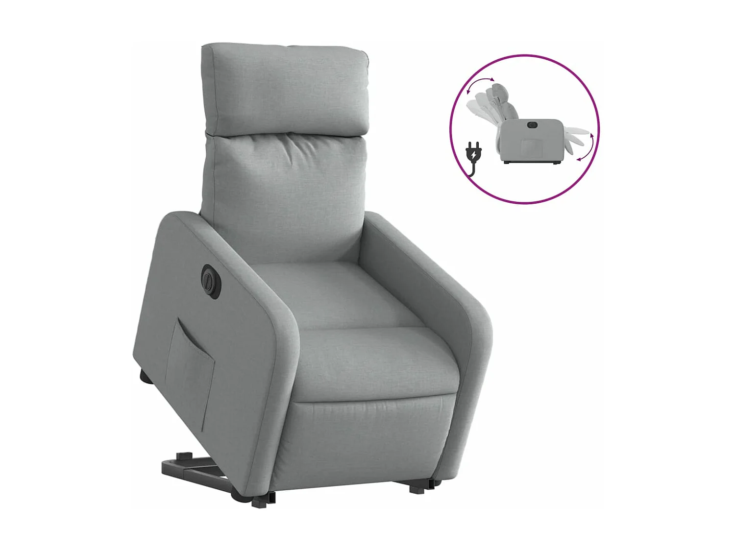 Fauteuil inclinable électrique gris clair tissu