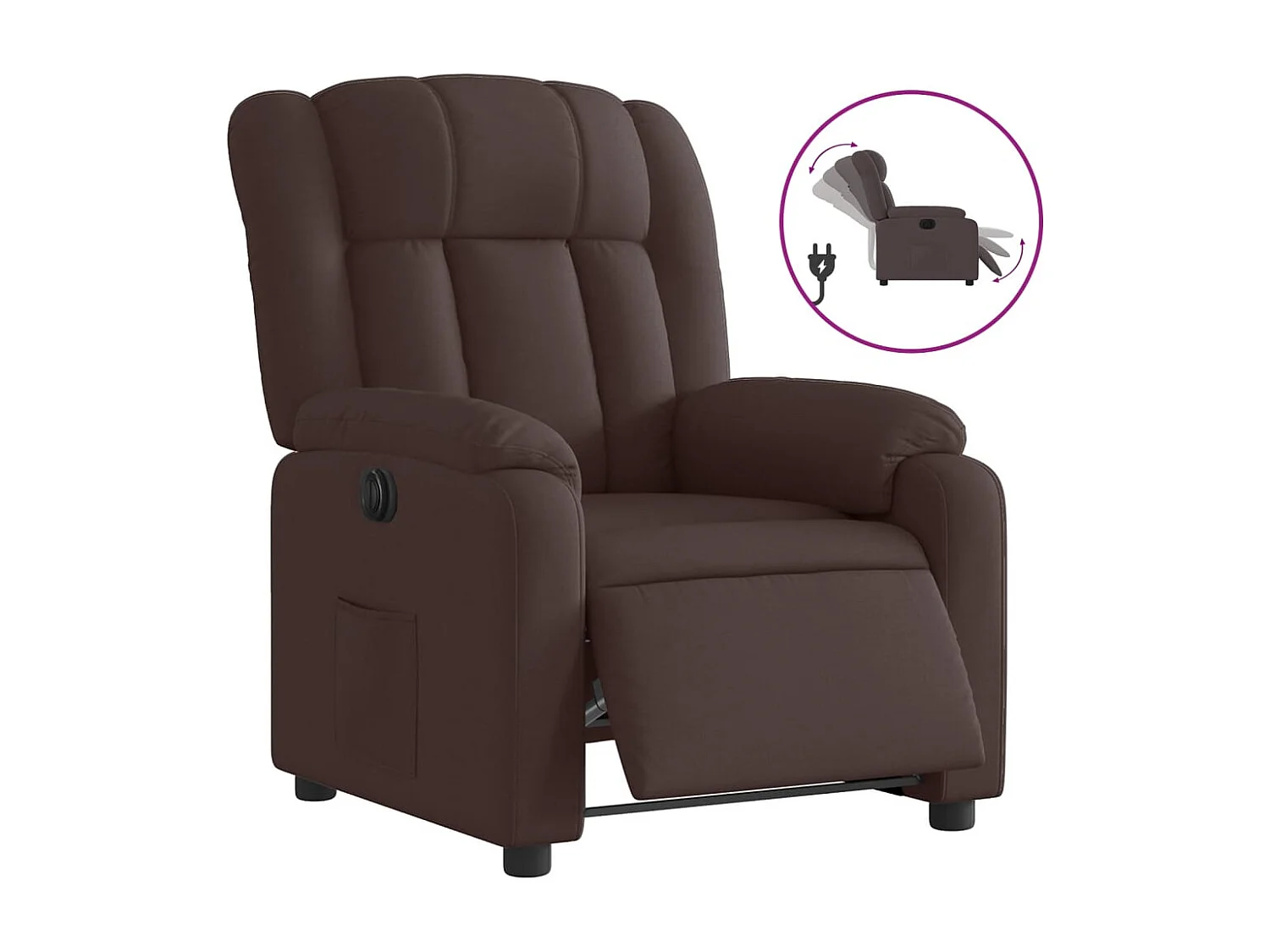 Fauteuil inclinable électrique Marron foncé Tissu