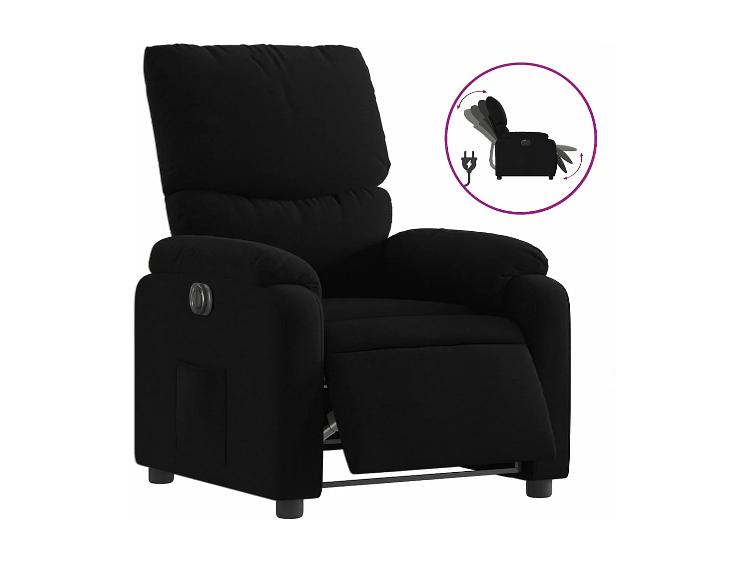 Fauteuil inclinable électrique Noir Tissu