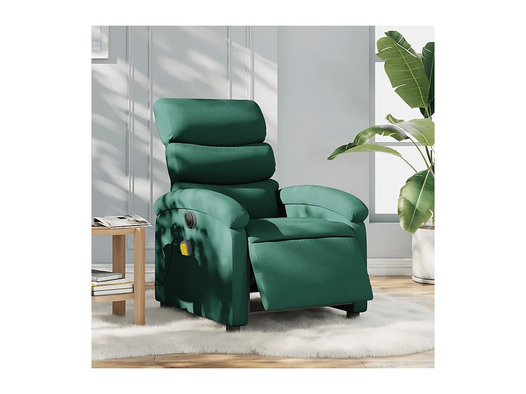 Fauteuil de massage inclinable électrique Vert foncé Tissu