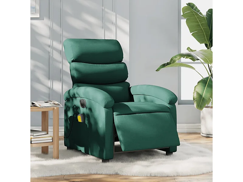 Fauteuil de massage inclinable électrique Vert foncé Tissu