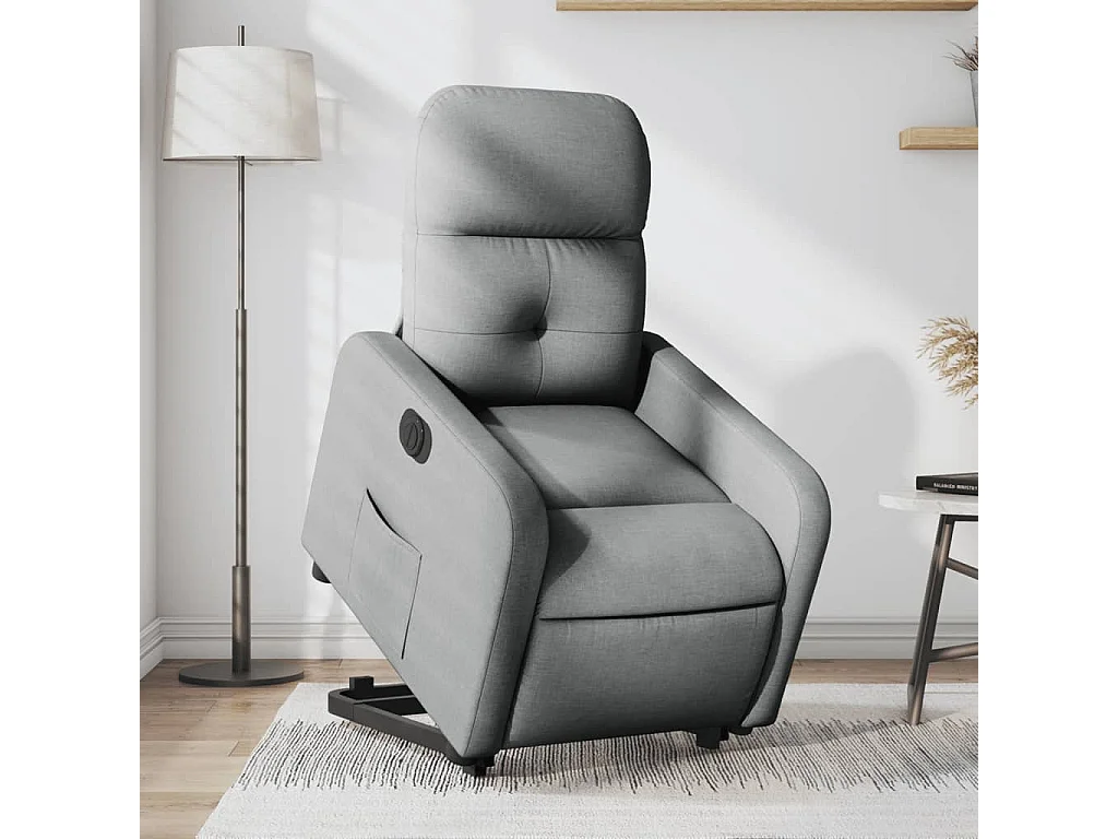 Fauteuil inclinable électrique gris clair tissu
