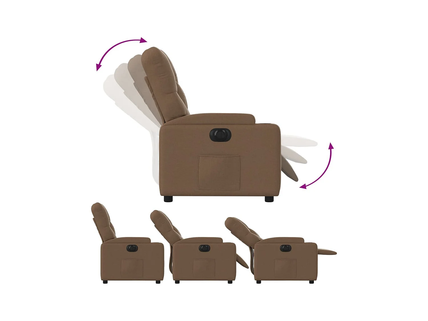 Fauteuil inclinable électrique Marron Tissu