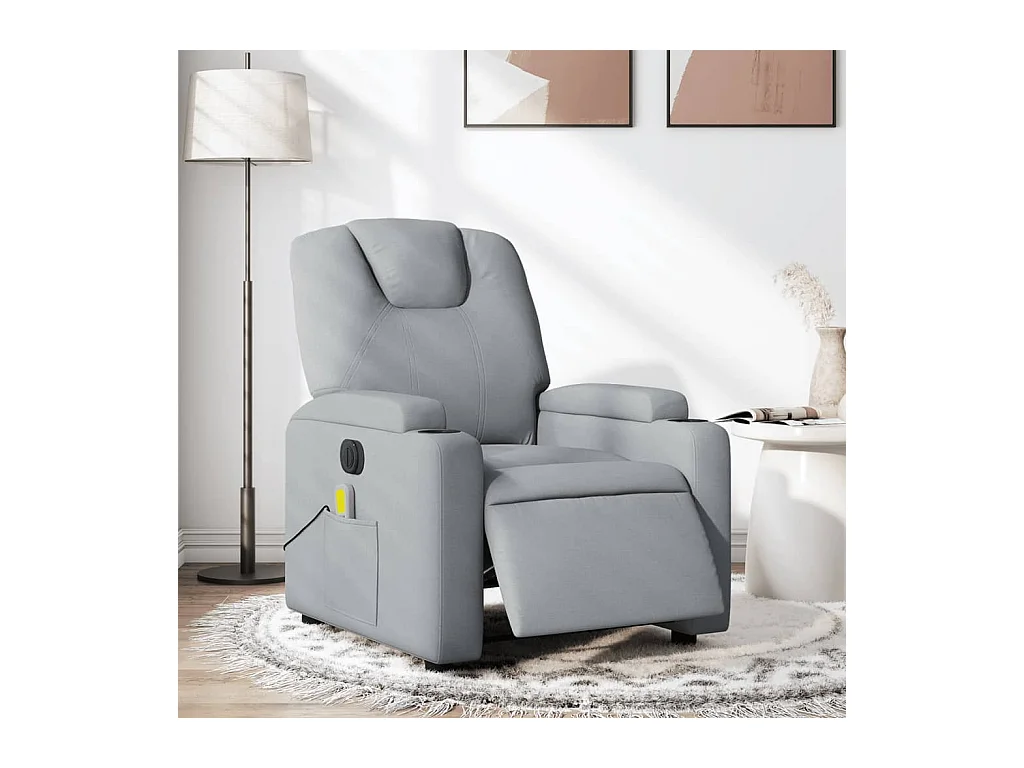 Massagesessel Elektrisch Hellgrau Stoff