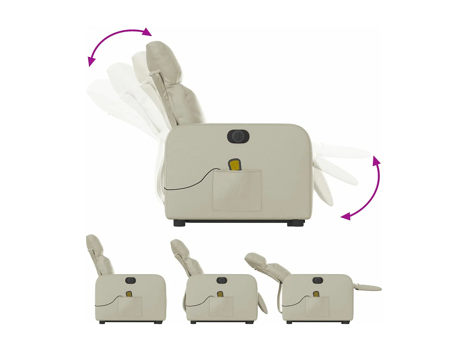Fauteuil inclinable de massage électrique crème similicuir