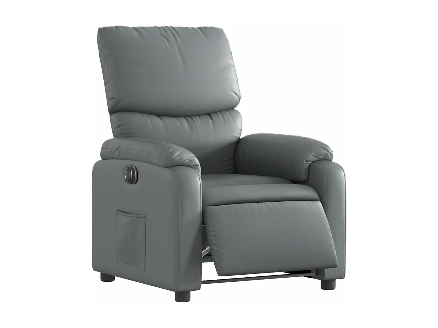 Sillón reclinable eléctrico de cuero sintético gris