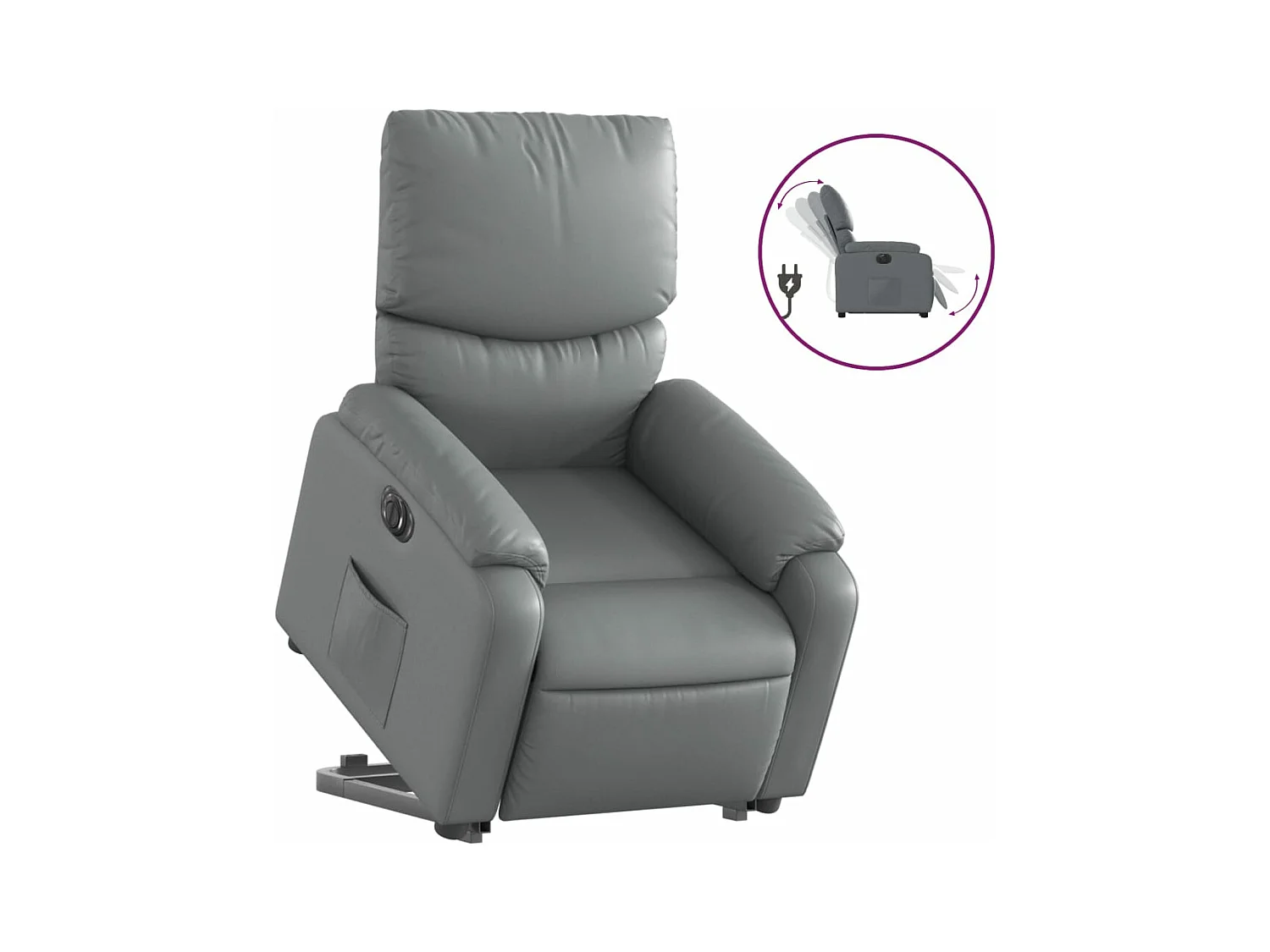 Poltrona Alzapersona Reclinabile Grigio in Similpelle