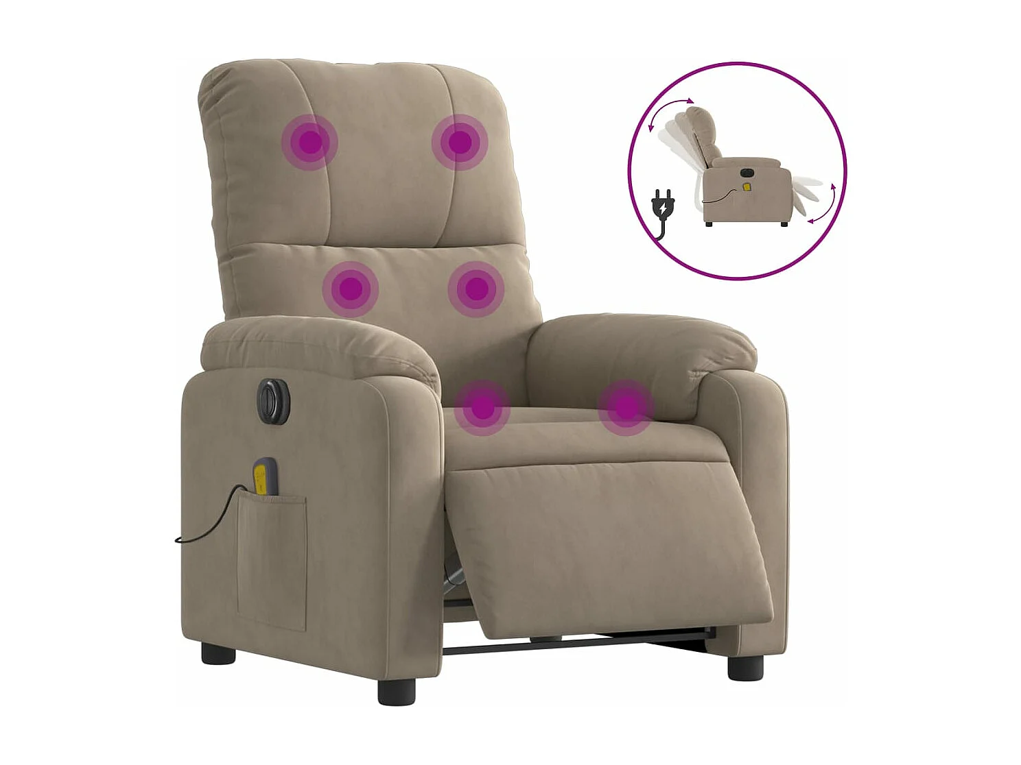 Fauteuil inclinable de massage électrique taupe