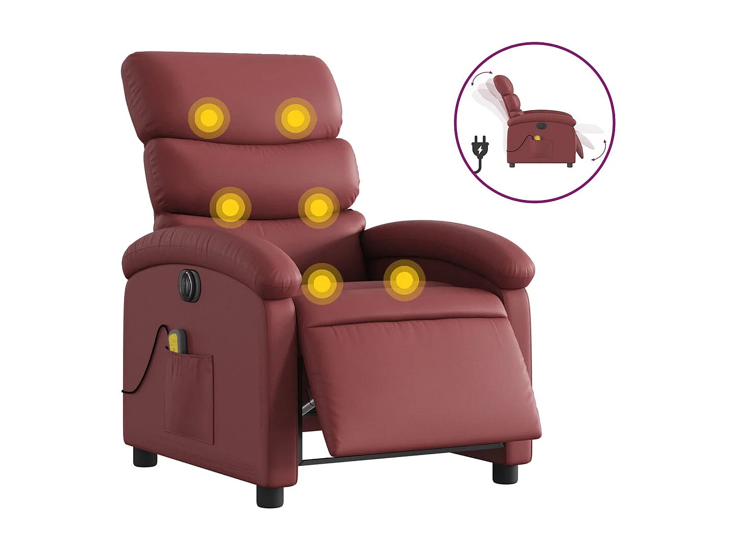 Fauteuil de massage inclinable électrique rouge bordeaux