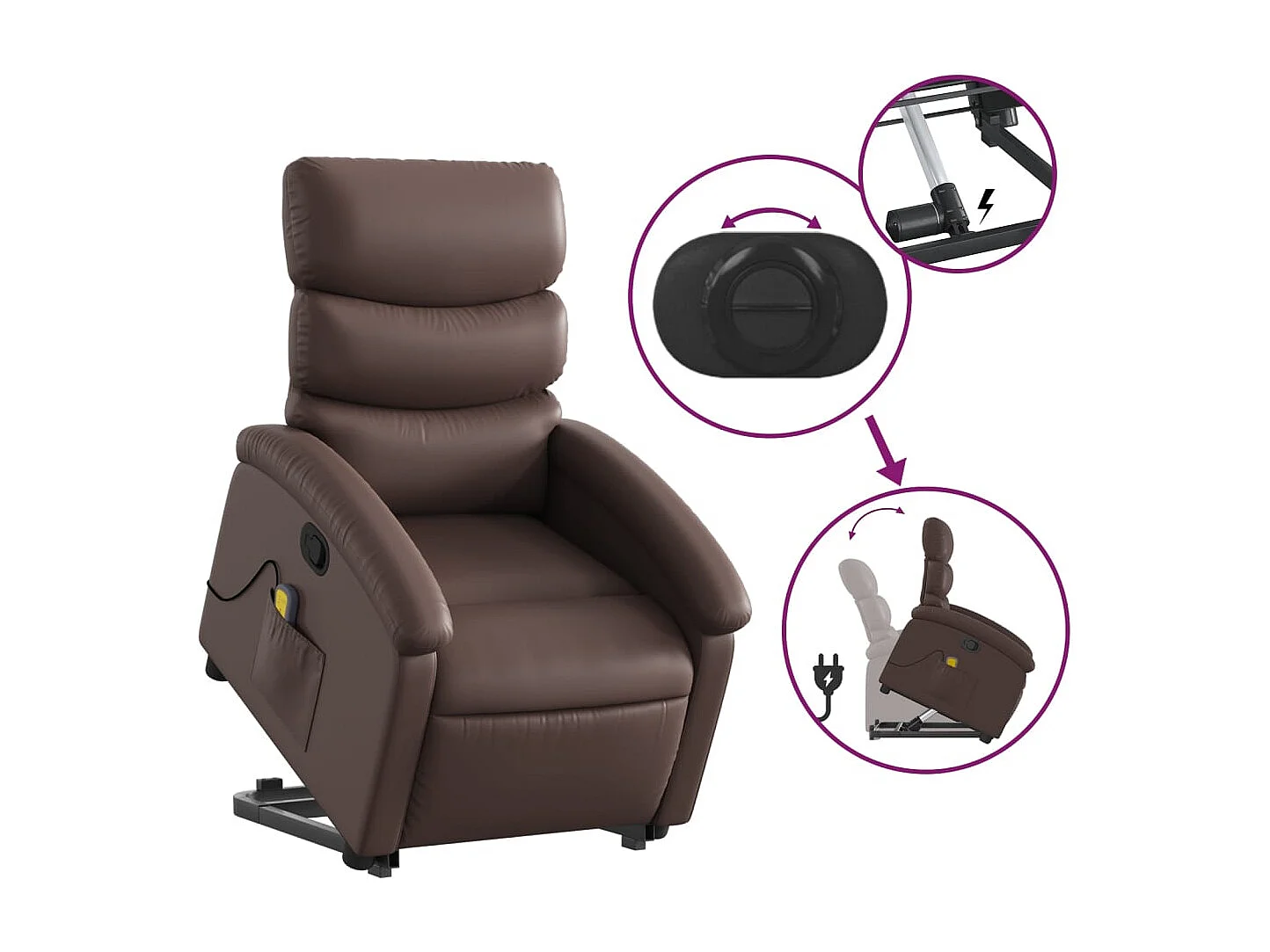 Fauteuil inclinable de massage Marron Similicuir