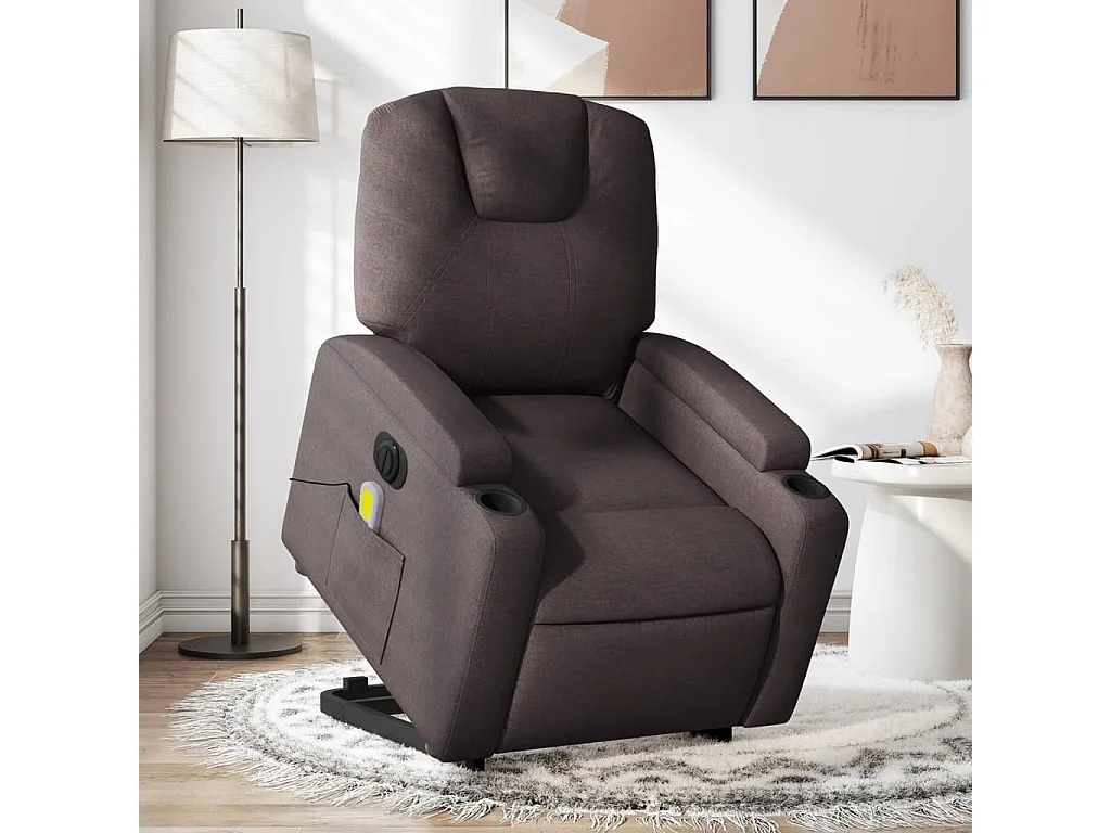 Fauteuil inclinable de massage électrique Marron foncé Tissu