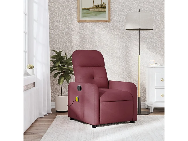 Sillón de masaje reclinable de tela color vino tinto