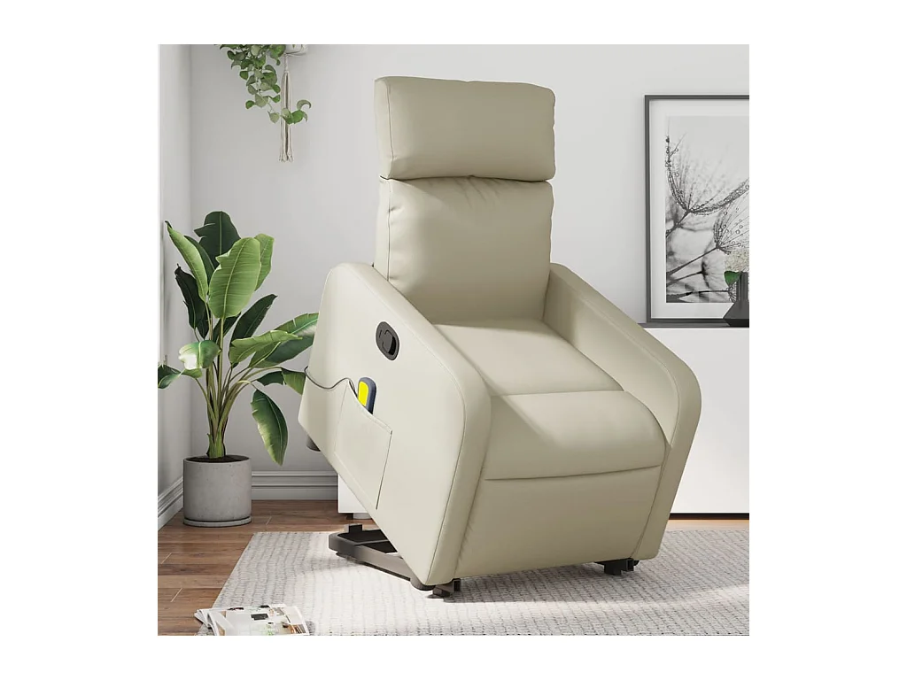 Fauteuil inclinable de massage Crème Similicuir