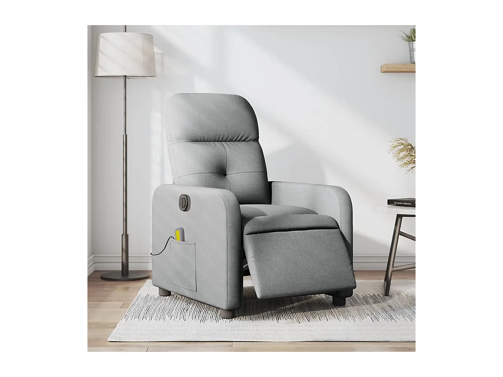 Fauteuil de massage inclinable électrique gris clair tissu