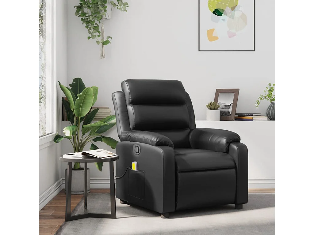 Fauteuil de massage inclinable Noir Similicuir
