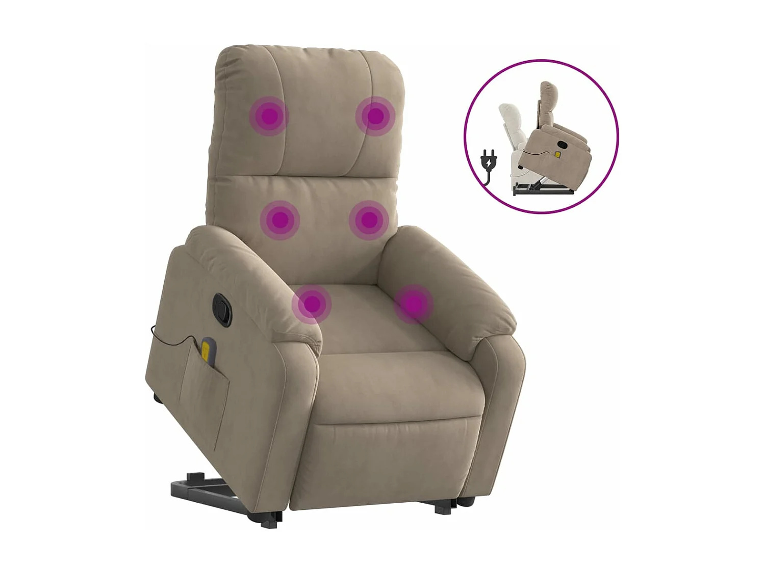 Fauteuil inclinable de massage taupe tissu microfibre