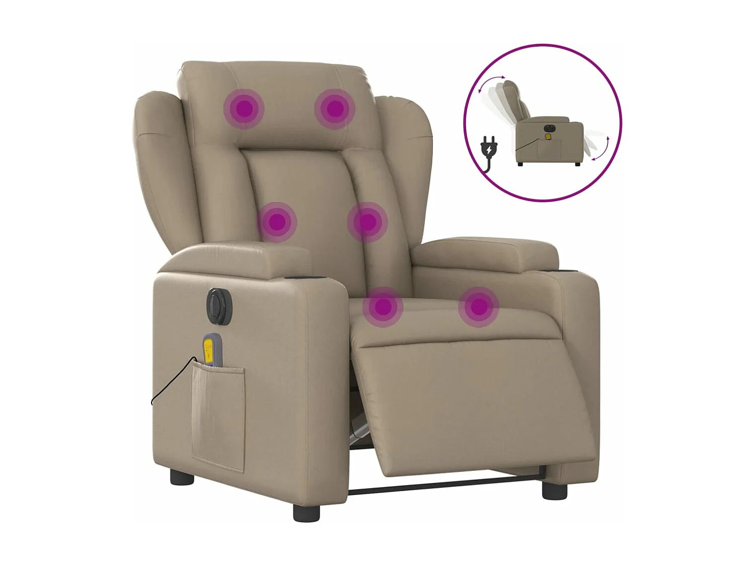 Fauteuil de massage inclinable électrique cappuccino similicuir