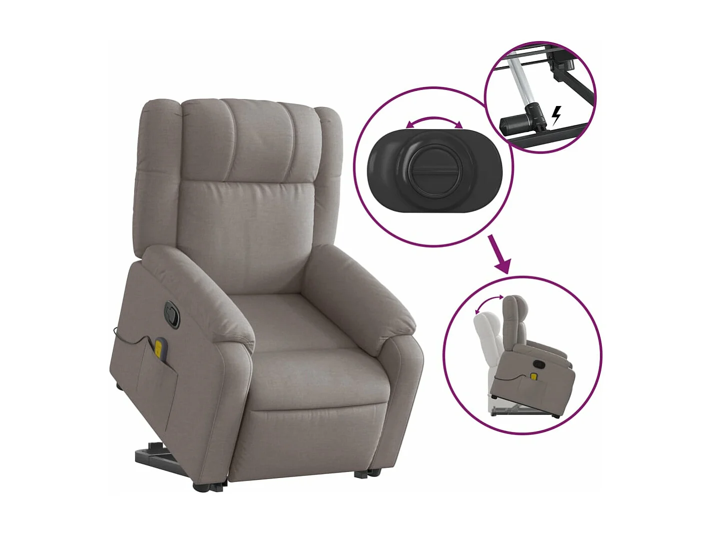 Fauteuil inclinable de massage Taupe Tissu