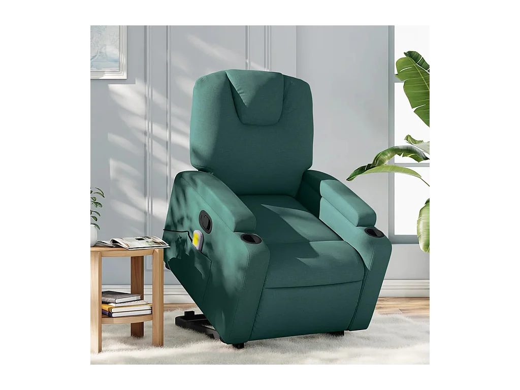 Fauteuil inclinable de massage Vert foncé Tissu