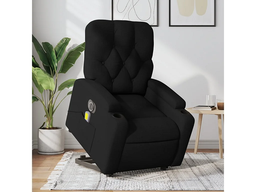 Fauteuil inclinable de massage électrique Noir Tissu