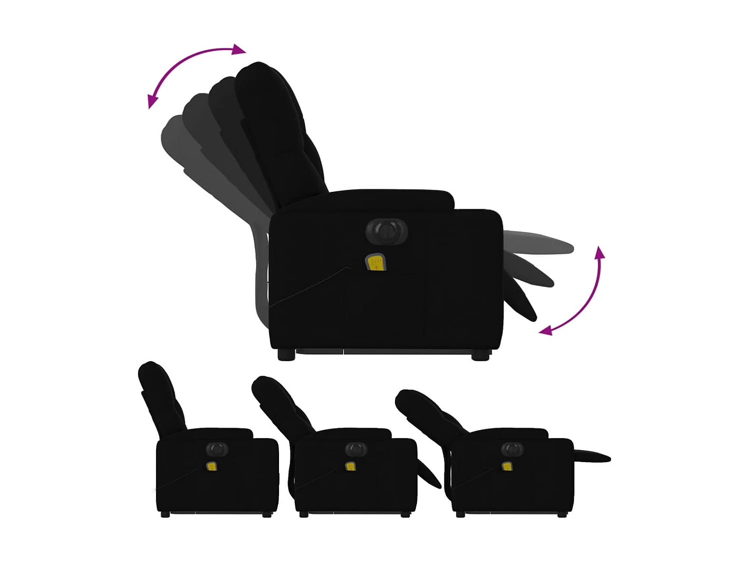 Fauteuil inclinable de massage électrique Noir Tissu