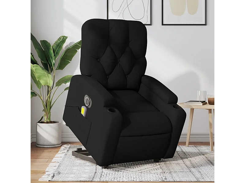 Fauteuil inclinable de massage électrique Noir Tissu