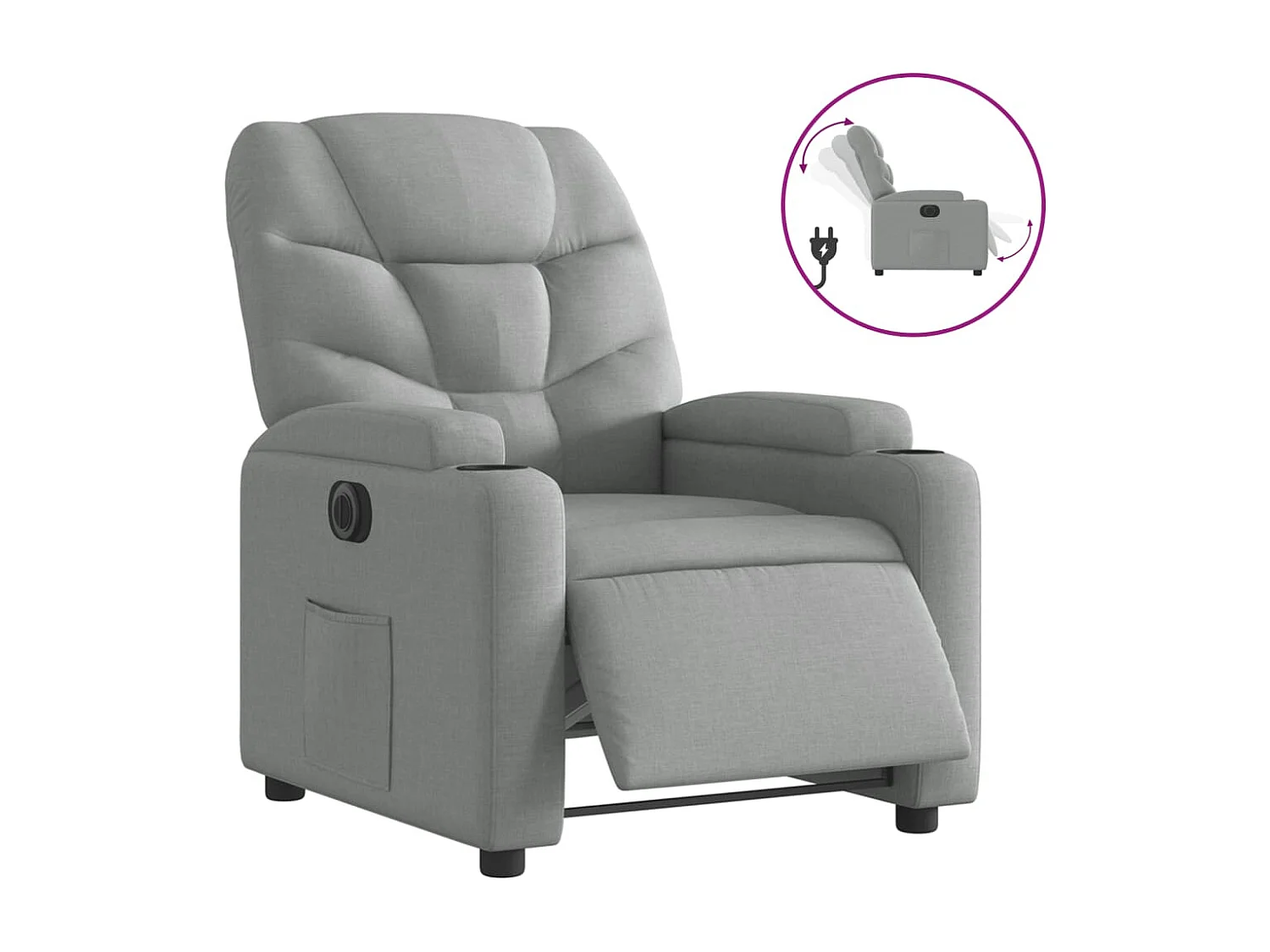 Fauteuil inclinable électrique Gris clair Tissu