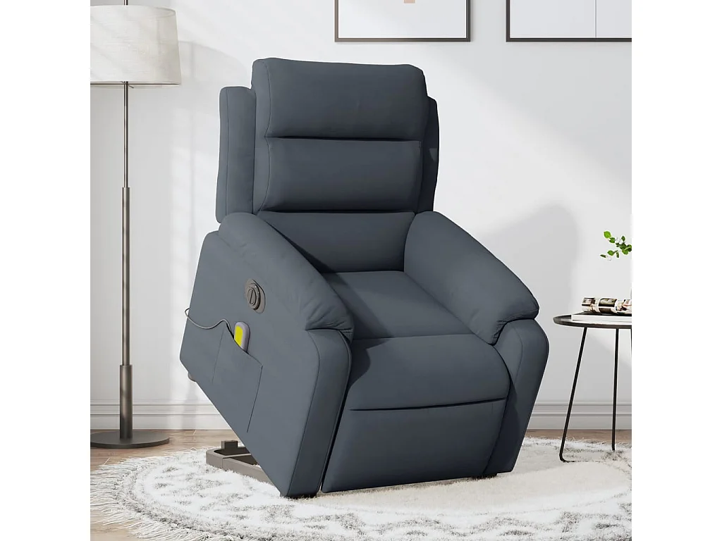 Fauteuil inclinable de massage électrique gris foncé velours