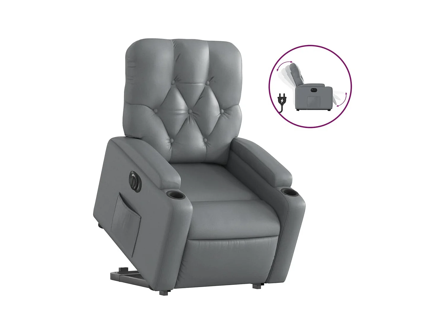 Fauteuil inclinable électrique gris similicuir