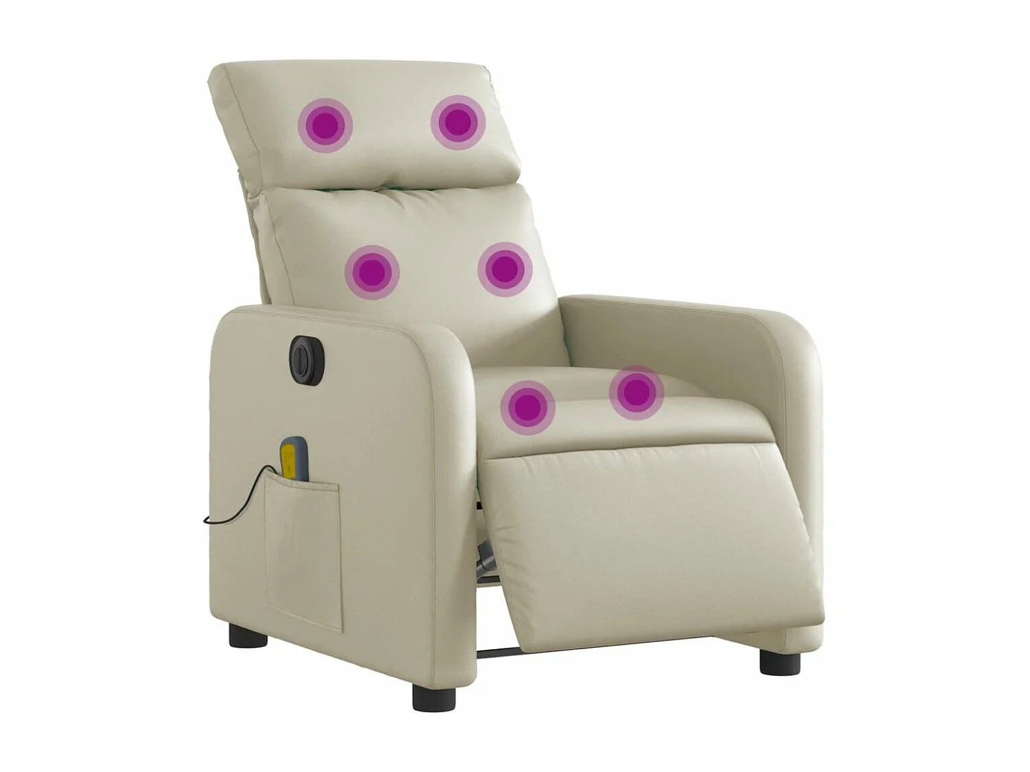 Poltrona massagens reclinável elétrica couro artificial creme