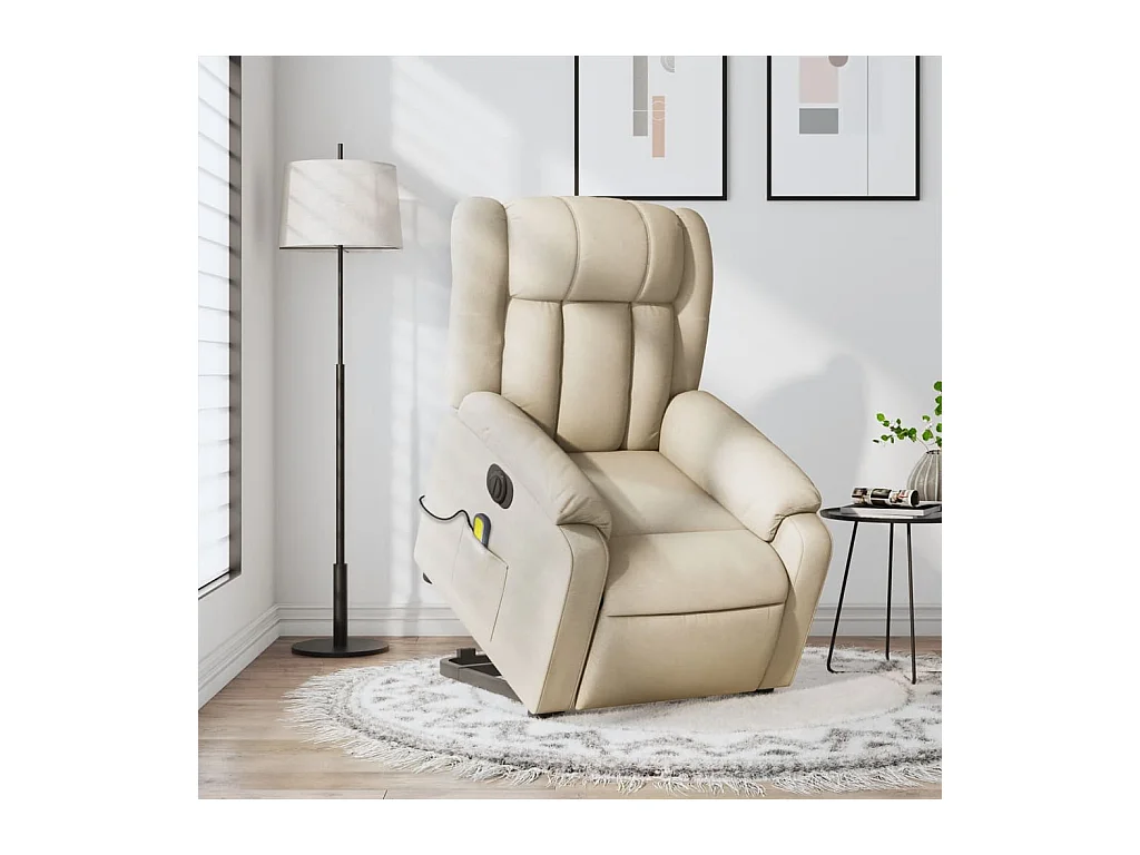 Fauteuil inclinable de massage électrique Crème Tissu