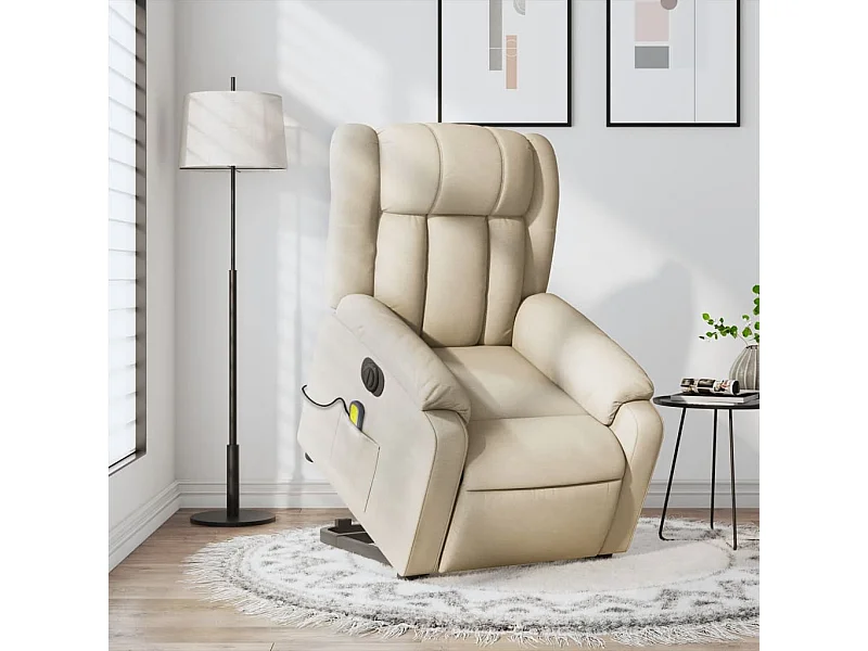 Fauteuil inclinable de massage électrique Crème Tissu