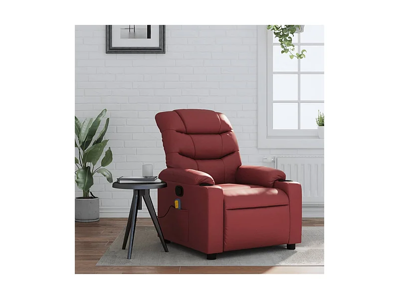 Poltrona Massaggiante Reclinabile Rosso vino in Similpelle