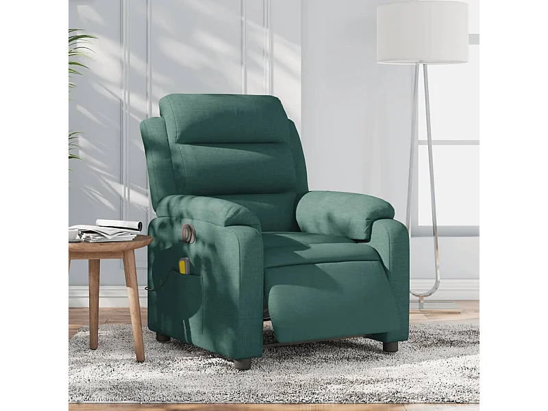 Sillón reclinable de masaje eléctrico tela verde oscuro