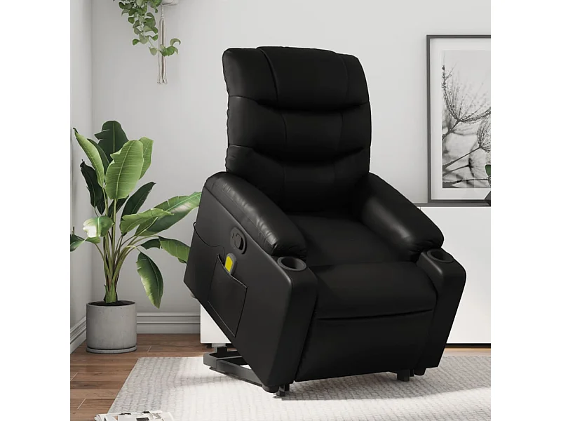 Fauteuil inclinable de massage Noir Similicuir