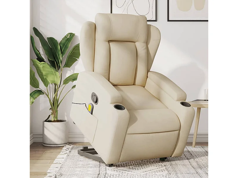 Fauteuil inclinable de massage Crème Tissu