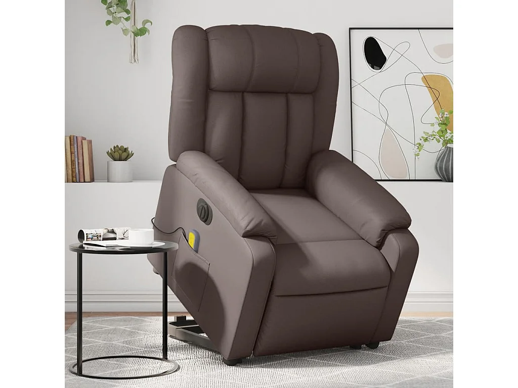 Fauteuil inclinable de massage électrique marron similicuir